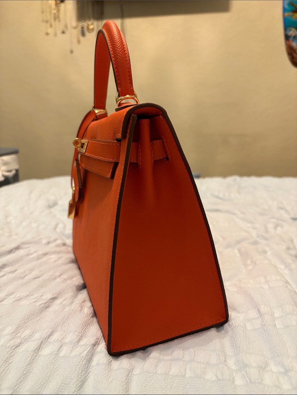 Perfect replica Hermès bag with Orange Top-Handle Satchel with Gold Hardware - Picture 2 of 6